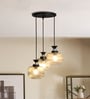 3-Light Clear Ribbed Glass Cluster Hanging Light