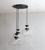 3-Light Clear Ribbed Glass Cluster Hanging Light