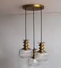 3-Light Ribbed Clear Glass Cluster Hanging Light