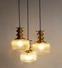 3-Light Ribbed Clear Glass Cluster Hanging Light