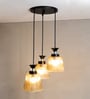 3-Light Ribbed Glass Cluster Hanging Light