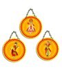 3 Pcs Kathakali Wooden Circle Set Hanging
