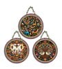 3 Pcs Peacock Printed Wooden Circle Set Hanging