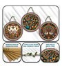 3 Pcs Peacock Printed Wooden Circle Set Hanging