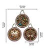 3 Pcs Peacock Printed Wooden Circle Set Hanging