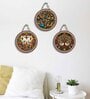 3 Pcs Peacock Printed Wooden Circle Set Hanging
