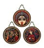 3 Pcs Maa Durga Wooden Circle Set Hanging