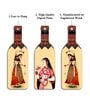 3 Pcs Madhubani Wooden New Bottles Hanging