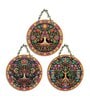 3 Pcs Peacock Wooden Circle Set Hanging