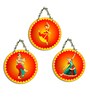 3 Pcs Odissi Dance Wooden Circle Set Hanging