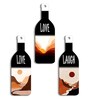 3 Pcs Laugh Love Live Turquoise Wooden Bottles Hanging