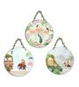 3 Pcs Elephant Wooden Circle Set Hanging