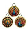 3 Pcs Peacock Wooden Circle Set Hanging