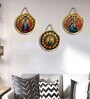 3 Pcs Peacock Wooden Circle Set Hanging
