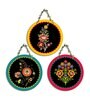 3 Pcs Folwers Wooden Circle Set Hanging