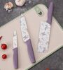 Purple 3-Piece Stainless Steel Kitchen Knife Set Ultra-Sharp Blades (Pack of 3)
