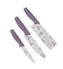 Purple 3-Piece Stainless Steel Kitchen Knife Set Ultra-Sharp Blades (Pack of 3)