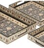 Black Engineered Wood(Set of 3) Serving Tray