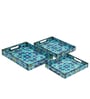 Blue Engineered Wood Rectangle (Set of 3)Serving Tray