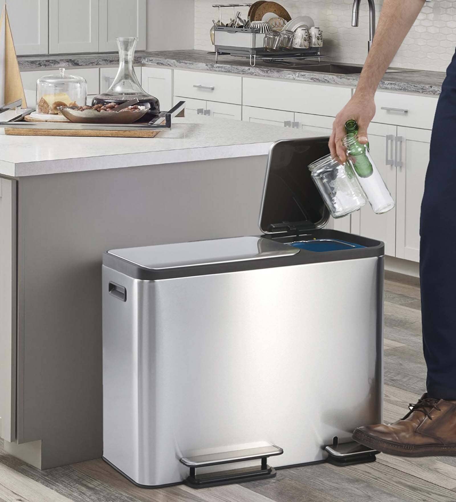 30+15 Litre Metallic Stainless Steel Dustbin