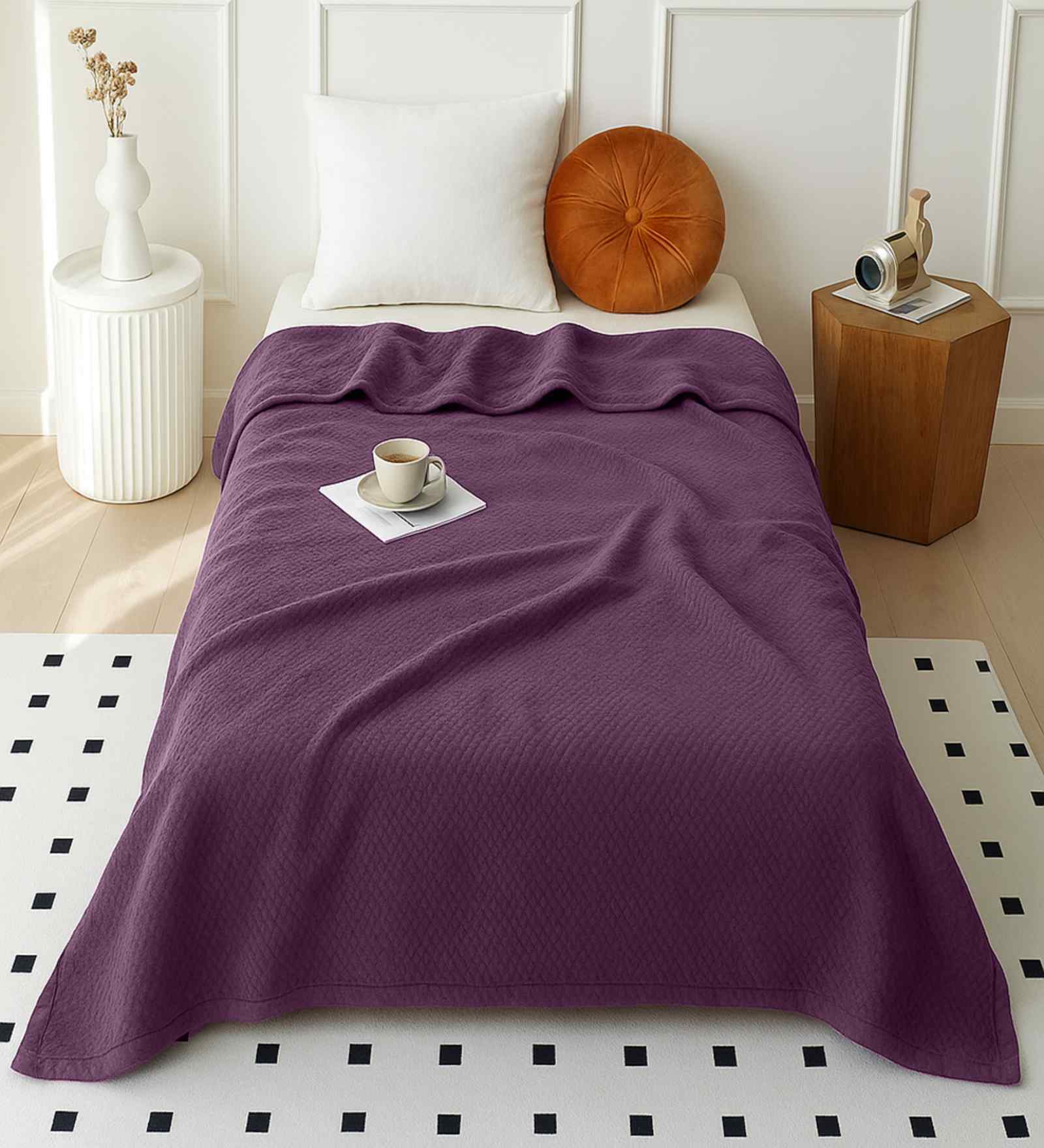 Purple 300 GSM Silky Touch Premium Super Soft Single Bed Blanket