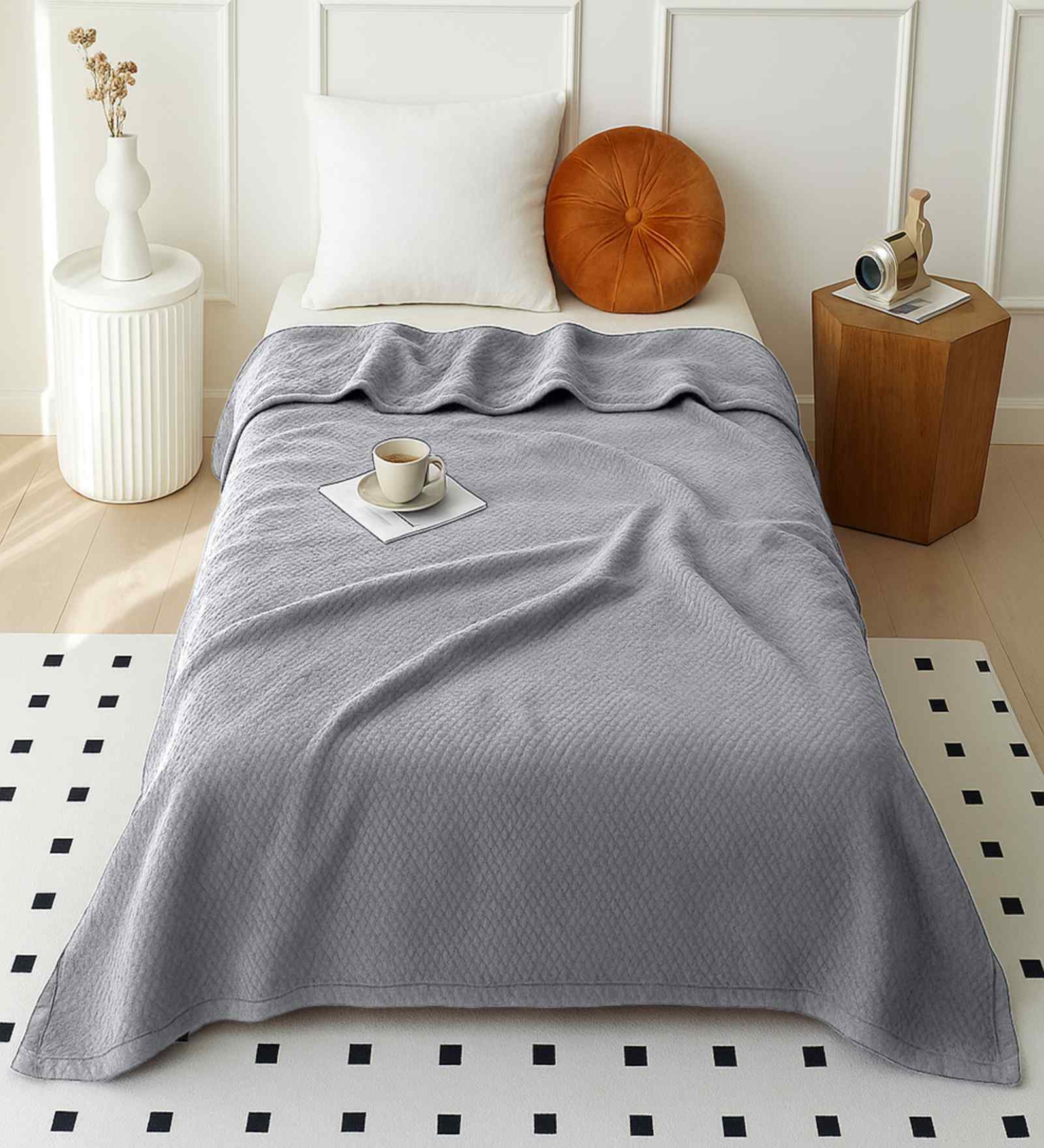 Grey 300 GSM Silky Touch Premium Super Soft Single Bed Blanket