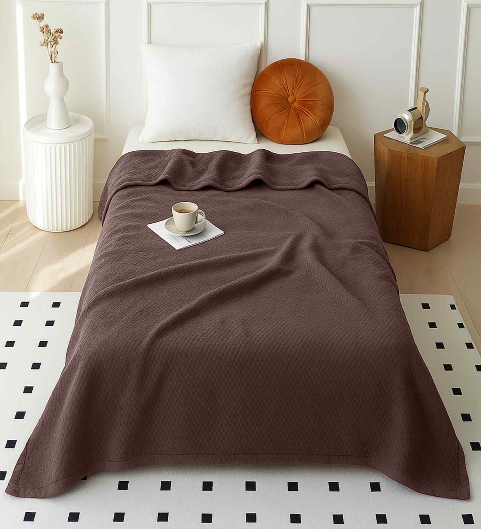 Brown 300 GSM Silky Touch Premium Super Soft Single Bed Blanket
