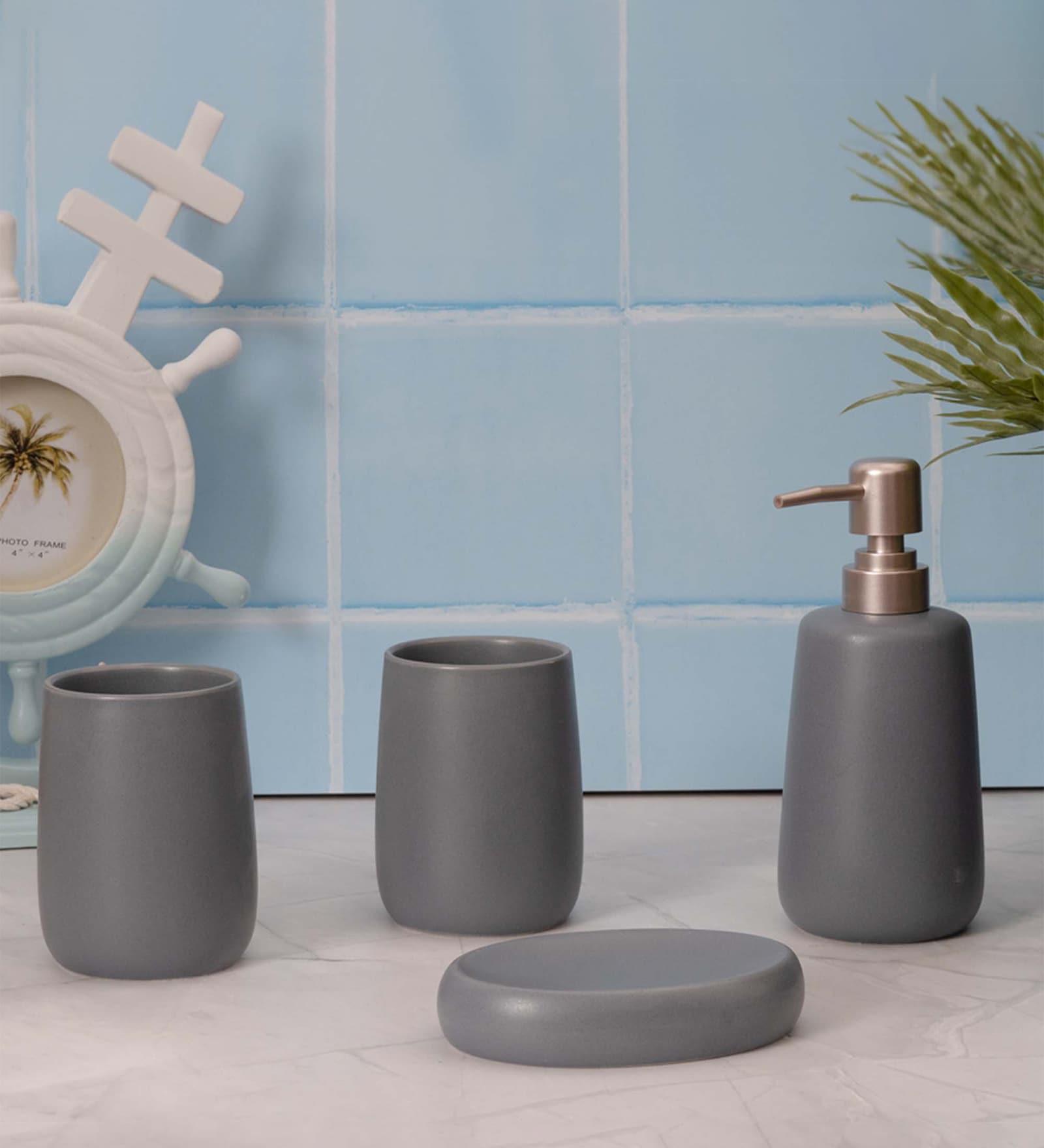 300 ML Set Of 4 Grey Porcelain Bath Bliss Set