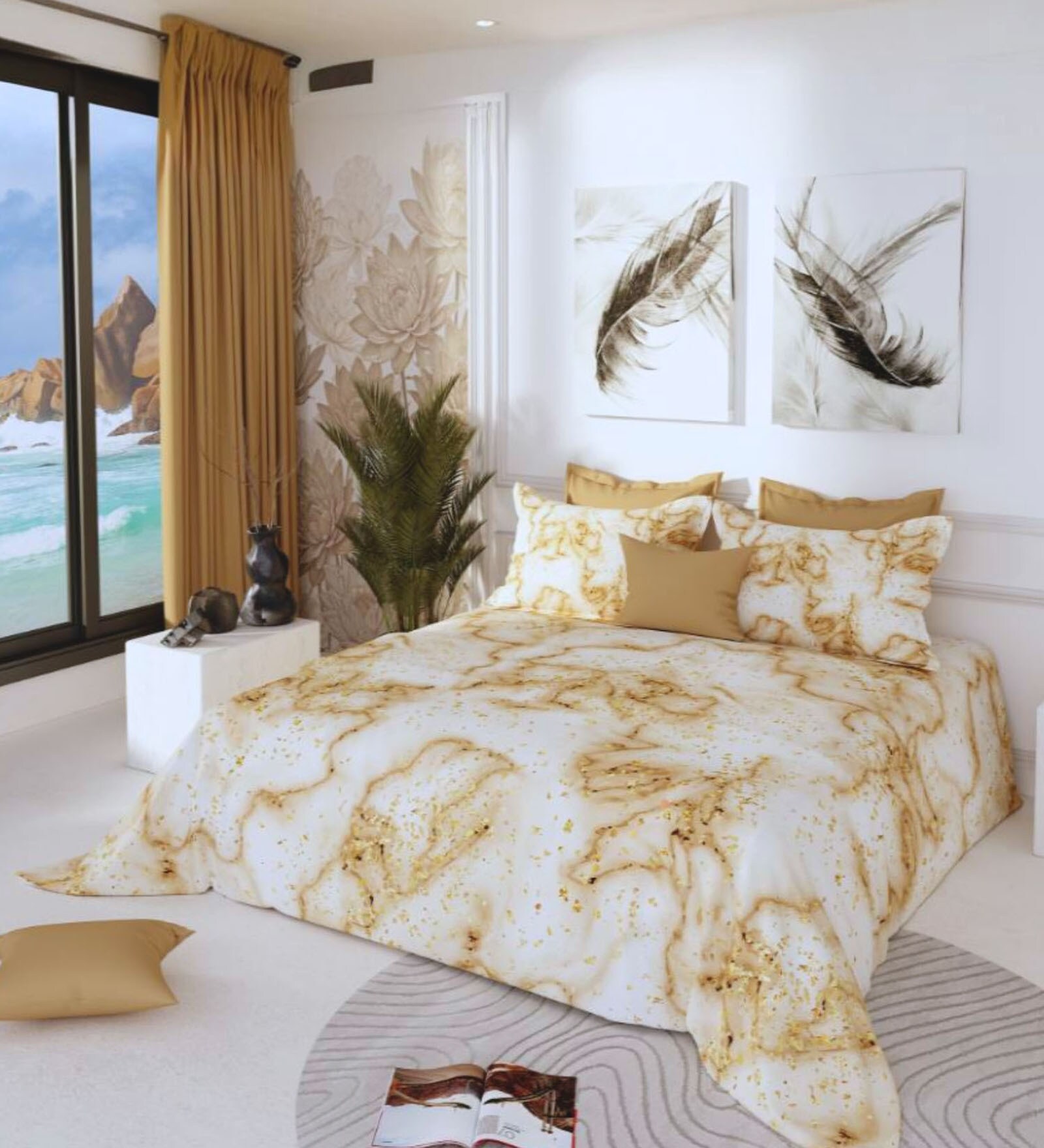Yellow 300 TC King Size Bedsheet with 2 Pillow Covers