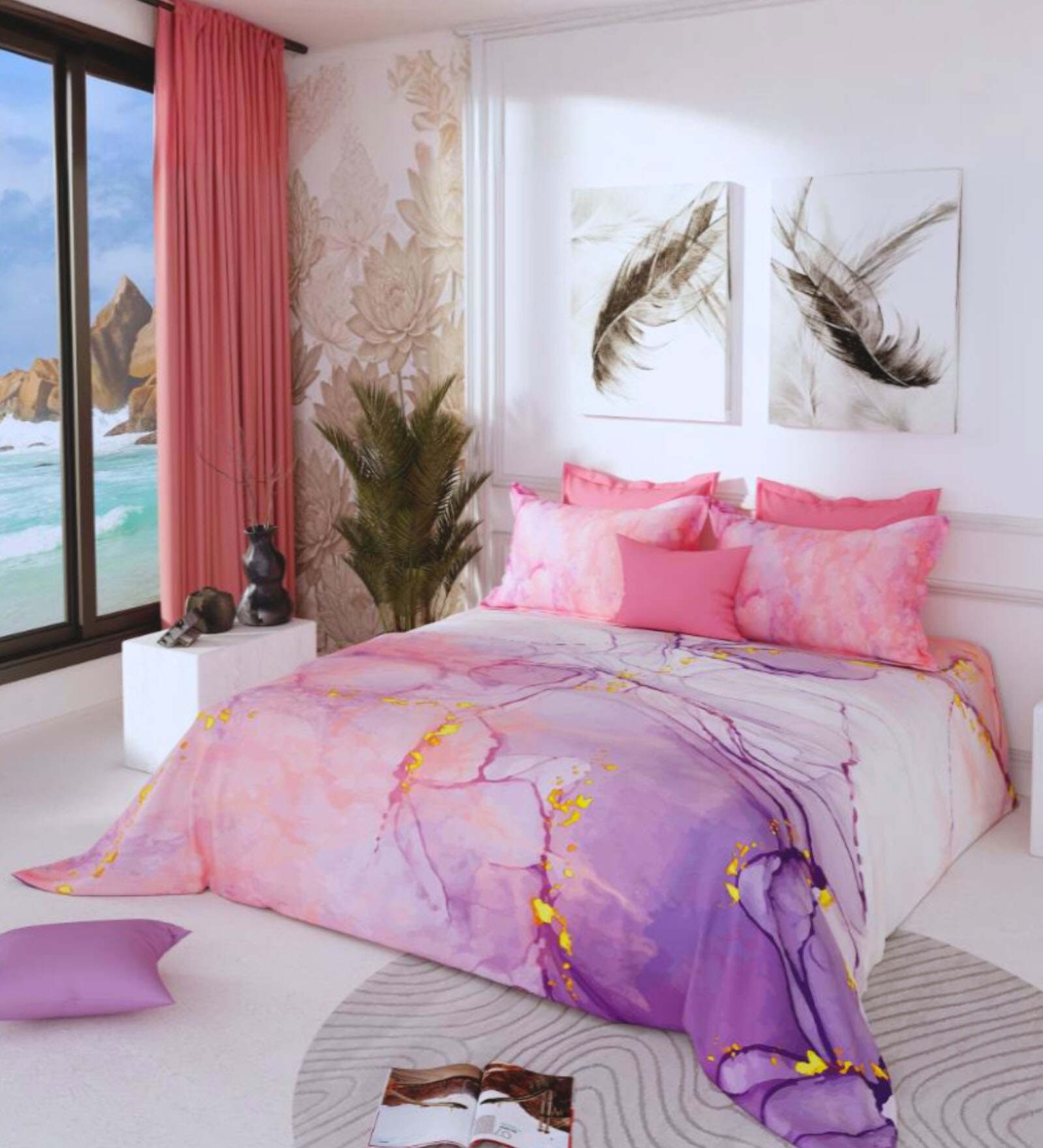 Violet 300 TC King Size Bedsheet with 2 Pillow Covers