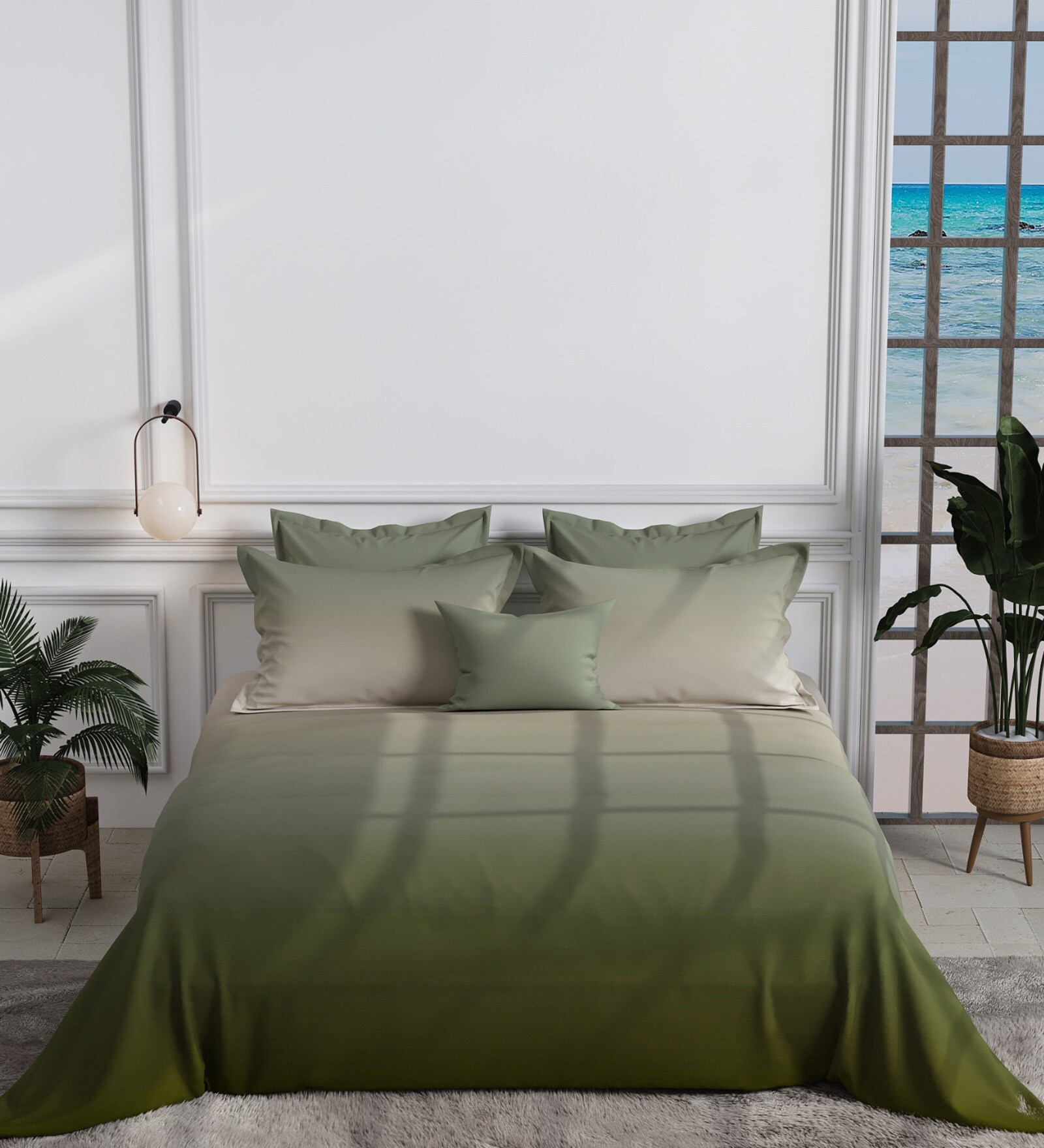 Green 300 TC King Size Bedsheet with 2 Pillow Covers
