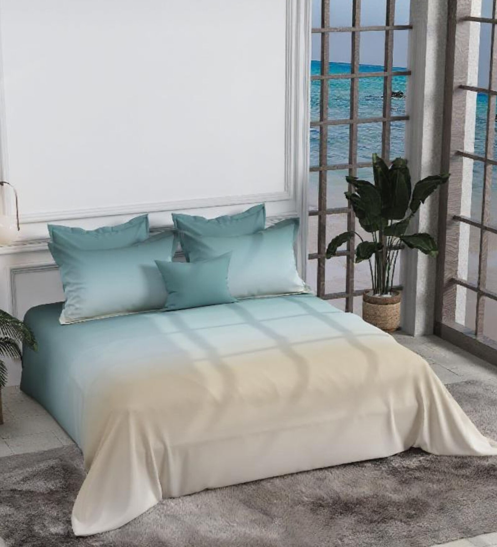Blue 300 TC King Size Bedsheet with 2 Pillow Covers