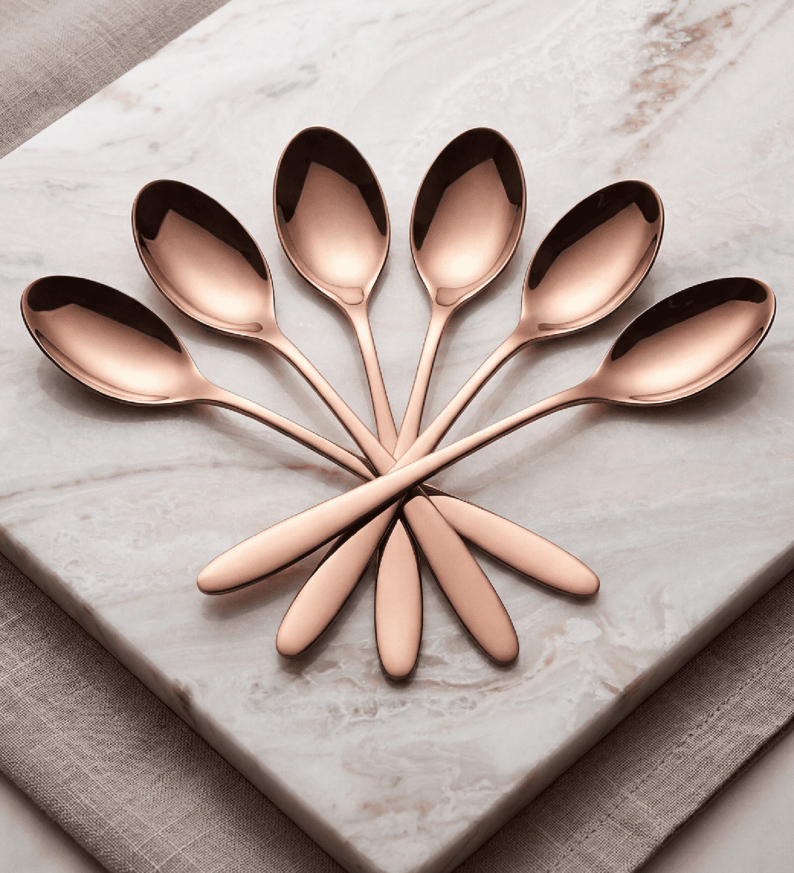 Set of 6 Stainless Steel Rose Gold Spoons