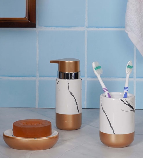 300 ML Set Of 3 White Porcelain Timeless Touch Bath Set