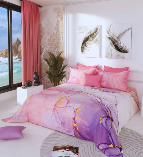 Violet 300 TC King Size Bedsheet with 2 Pillow Covers