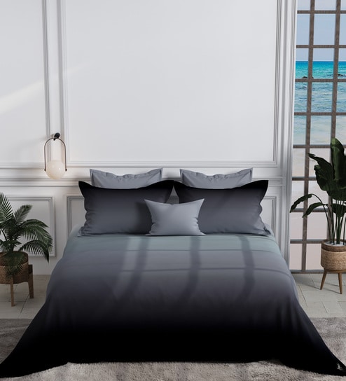 Blue 300 TC King Size Bedsheet with 2 Pillow Covers