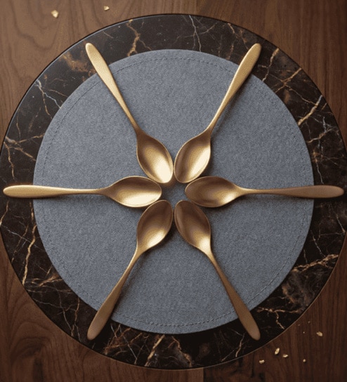 Set of 6 Golden Stainless Steel Spoons
