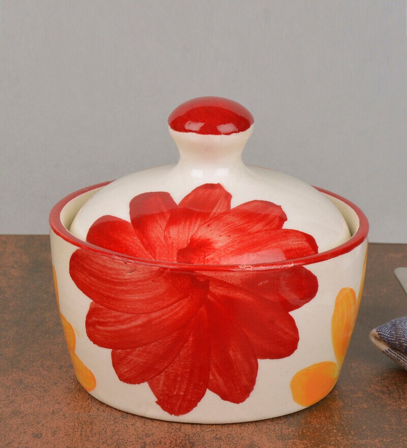 Buy 300 ML Handpainted Butter Pot With Lid By StyleMyWay Online Jars