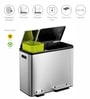 30+15 Litre Metallic Stainless Steel Dustbin