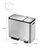 30+15 Litre Metallic Stainless Steel Dustbin
