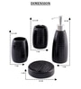 300 ML Set Of 4 Black Porcelain Glaze & Shine Bath Set