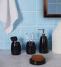 300 ML Set Of 4 Black Porcelain Glaze & Shine Bath Set