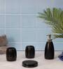 300 ML Set Of 4 Black Porcelain Glaze & Shine Bath Set