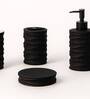 300 ML Set Of 4 Black Porcelain Matte Ebony Bath Set