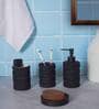 300 ML Set Of 4 Black Porcelain Matte Ebony Bath Set