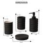 300 ML Set Of 4 Black Porcelain Matte Ebony Bath Set