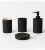300 ML Set Of 4 Black Porcelain Matte Ebony Bath Set