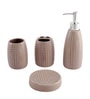 300 ML Set Of 4 Brown Porcelain Glaze & Shine Bath Set