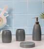 300 ML Set Of 4 Grey Porcelain Glaze & Shine Bath Set