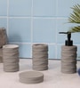 300 ML Set Of 4 Grey Porcelain Matte Ebony Bath Set